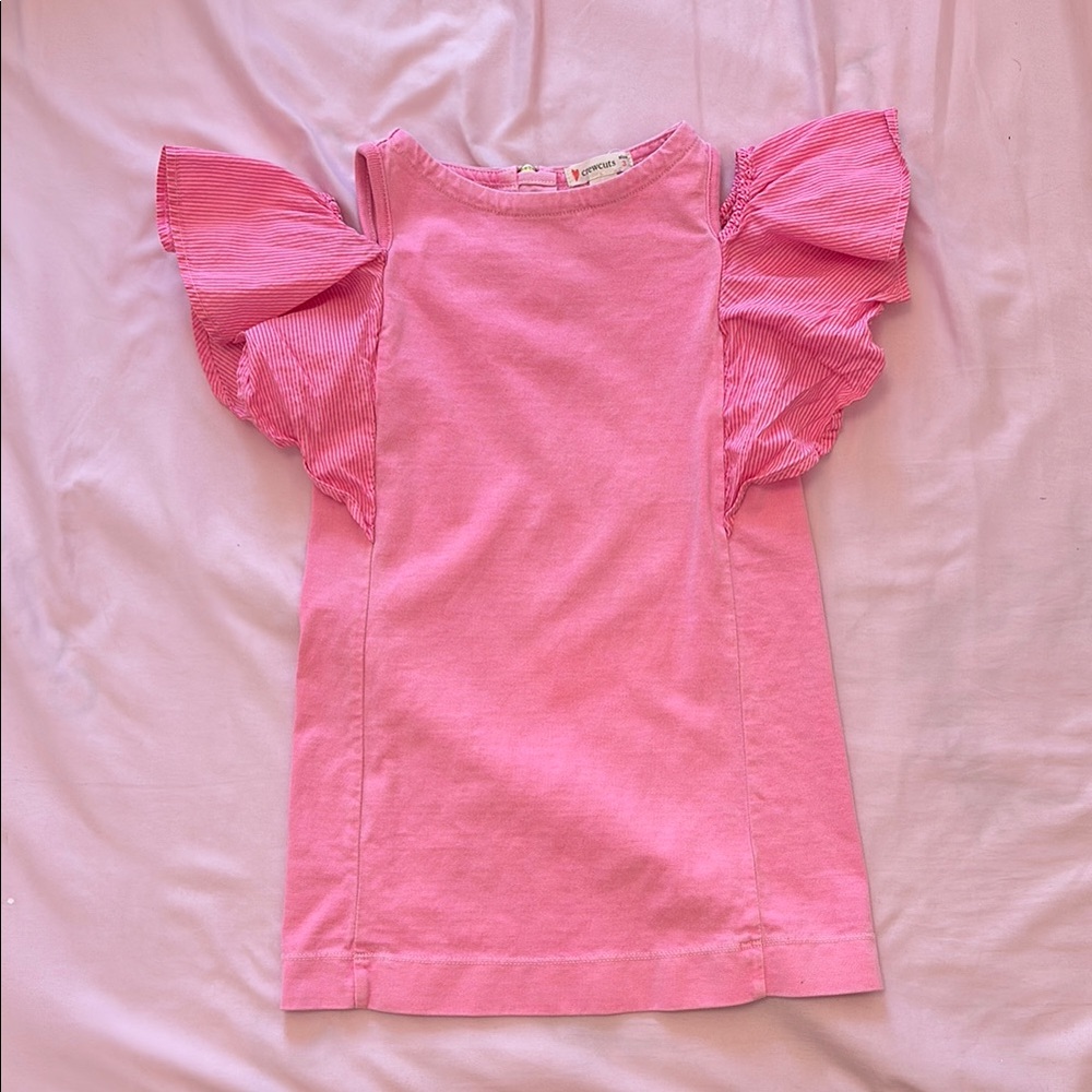 Crewcuts Pink Casual Dress with Ruffled Sleeves